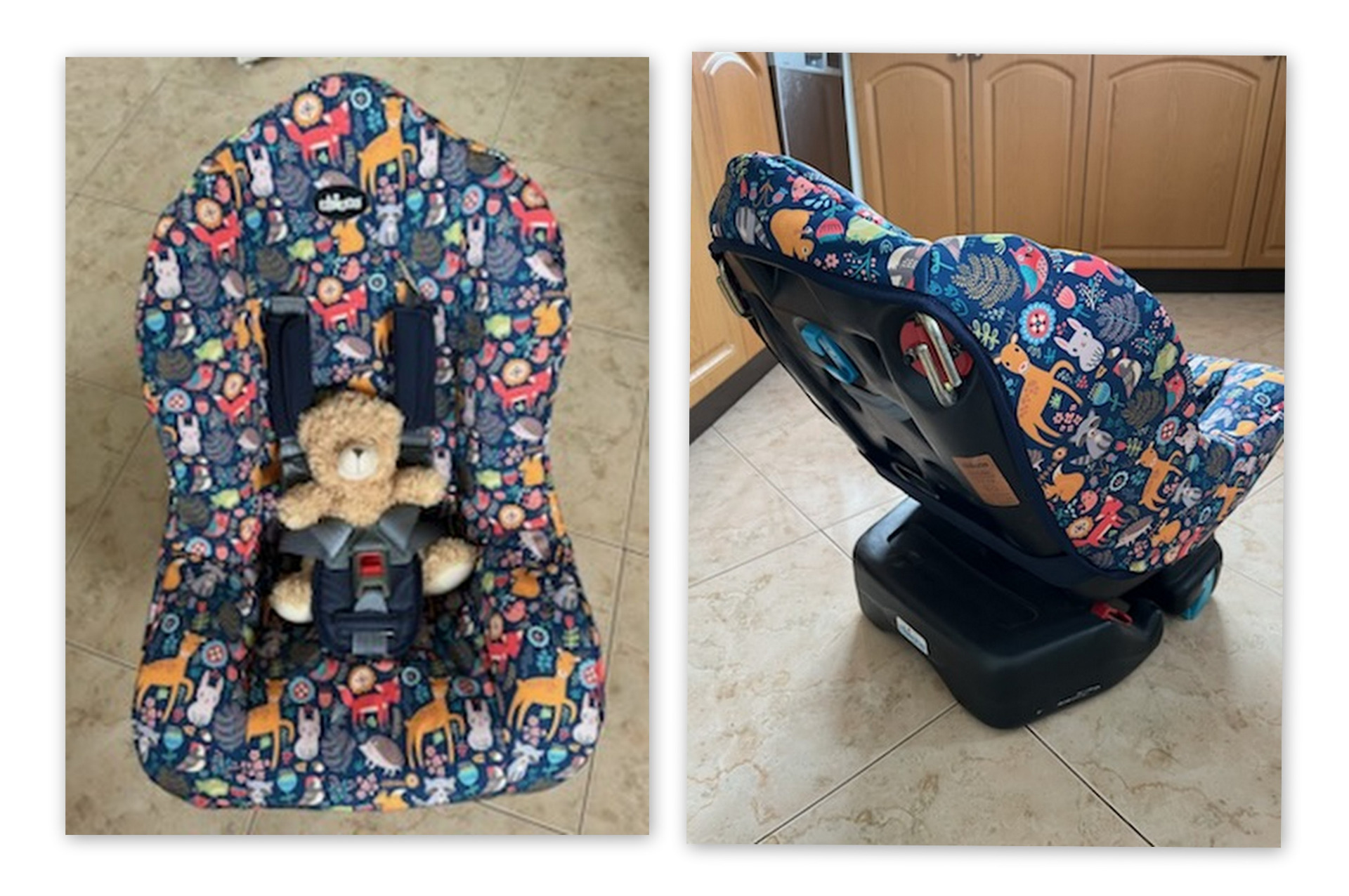 návlek na autosedačku Chicco - softshell zvířátka na modré